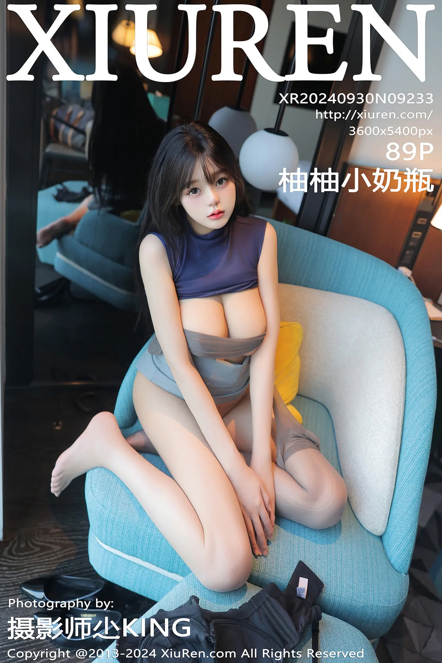 [XiuRen秀人网]No.9233_模特柚柚小奶瓶性感黑色蕾丝内衣配超薄灰丝秀凹凸身材诱惑写真89P-秀人网 - XiuRen.Space